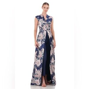 Kay Unger's Pia walk-thru jumpsuit Feminine Formal Gown Pantsuit Dress
